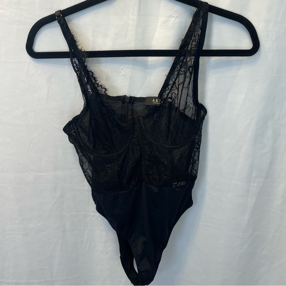 Akira Black Lace M Body Suit Lingerie Sexy Romantic Goth Whimsigoth Flirty Fem